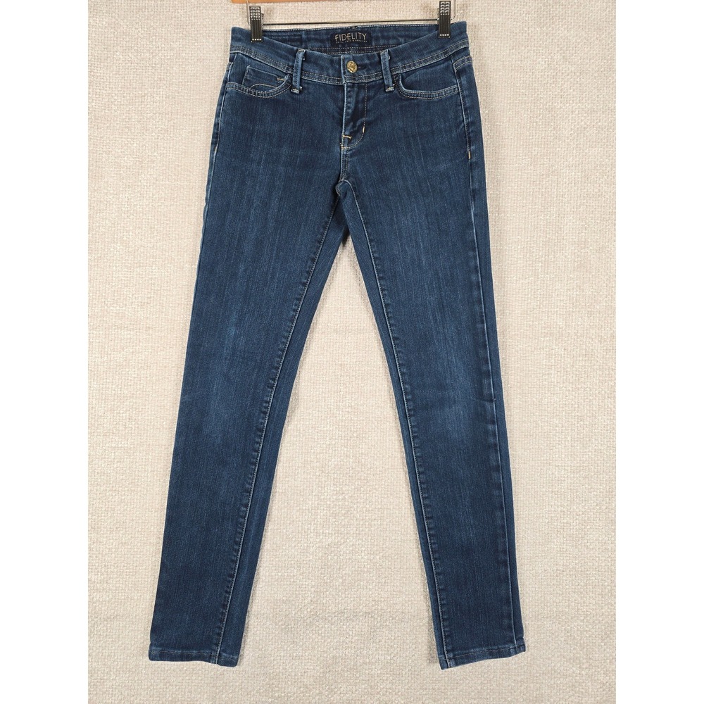 Fidelity Denim Womens Skinny Jeans Dark Wash Indigo Made in USA Size 26